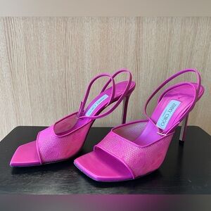 Jimmy Choo Vibrant Pink Strappy Heels Zula 100, size 41.5
